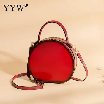 

Genuine Leather Round Women Bag Crossbody Bags Womens Shoulder Bag Ladies Cute Knitting Circular Women Messenger Bags