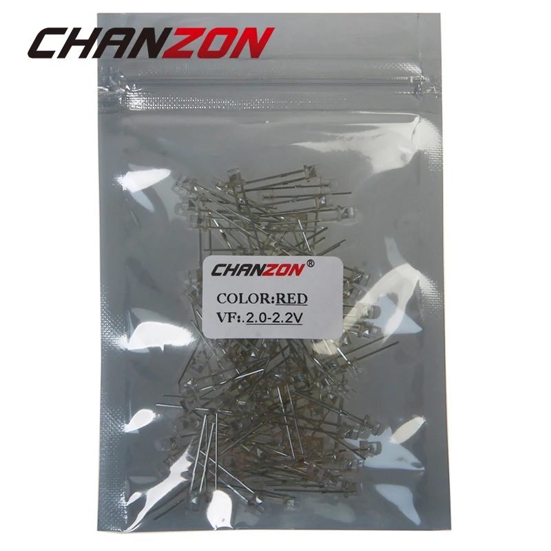 Прозрачная Светодиодная лампа CHANZON 100 шт. 3 мм красная плоская 620 625nm прозрачная