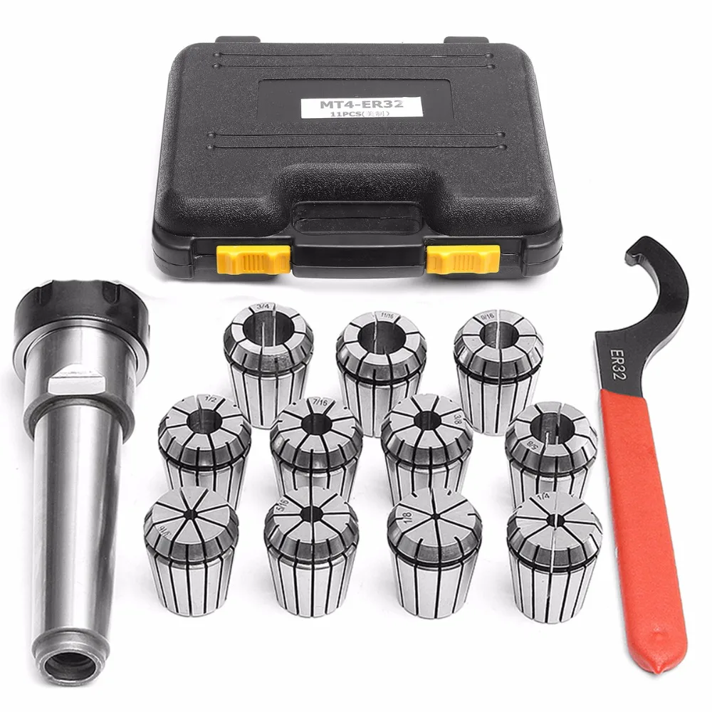 11PCS Set Milling Machine ER32 Collet Chuck Set With MT4 Shank Chuck