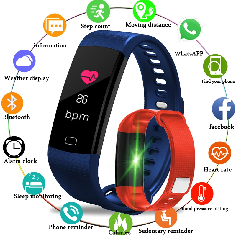 

LIGE 2019 New IP67 Waterproof Fitness Tracker Women Smart Bracelet LED Color Touch Screen Sport Pedometer Smart Wristband Men