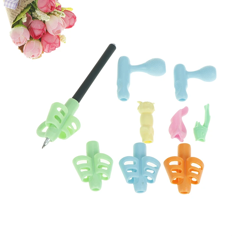 

8pcs/set Diffierent Style Plastic Pen Holder Students Pen Writing Aid Grip Posture Correction Tools