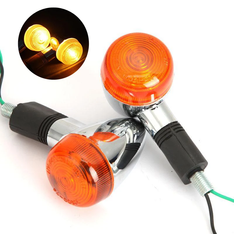 2x Universal Motorcycle Turn Signals Indicator Amber Bullet Custom