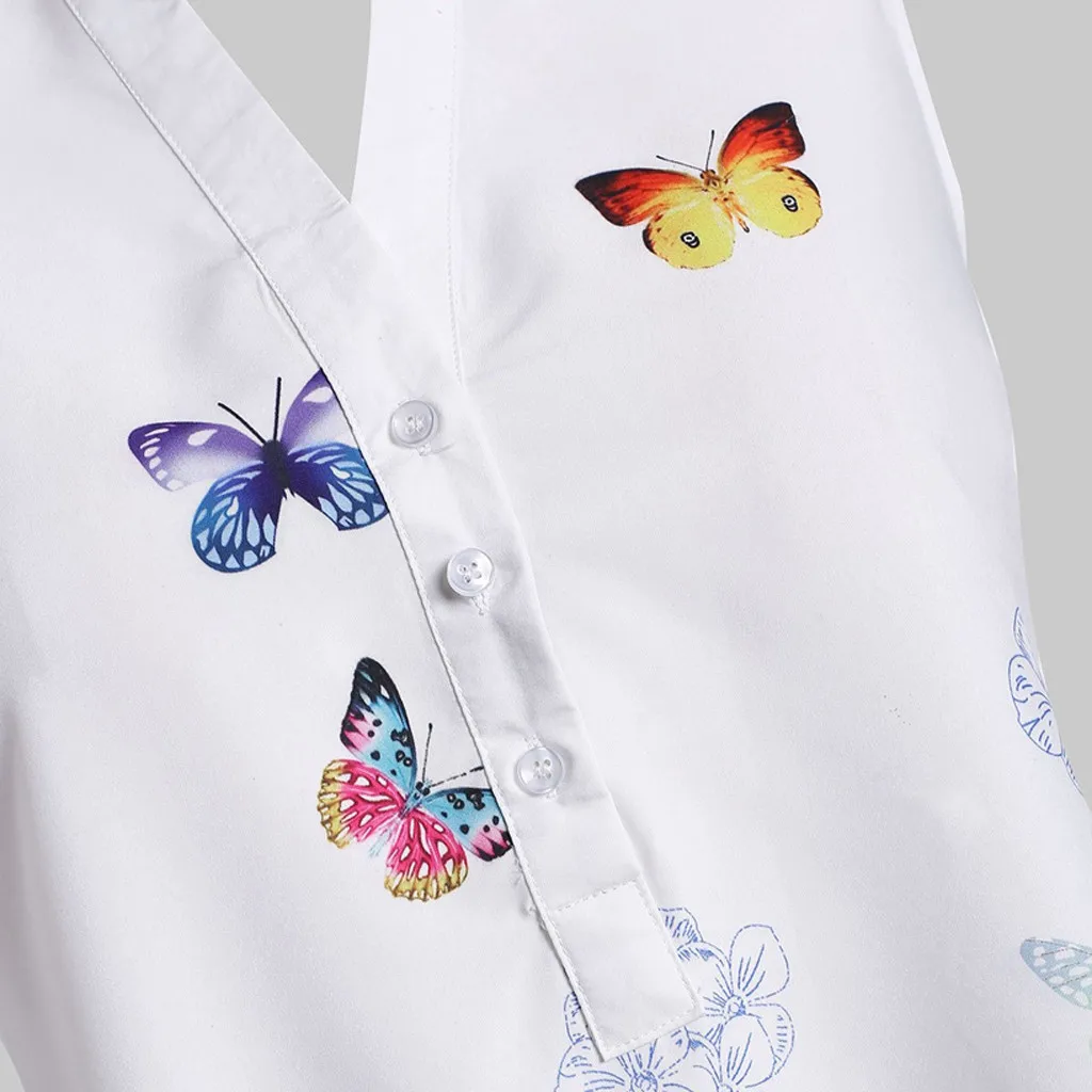 Женская футболка, Женская Повседневная футболка размера плюс без рукавов с принтом бабочки