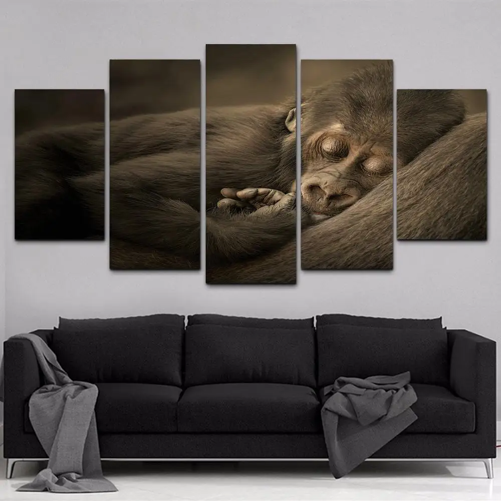 HD печатные картины холст 5 шт. wall art Framework гориллы домашнего декора Плакат Картина