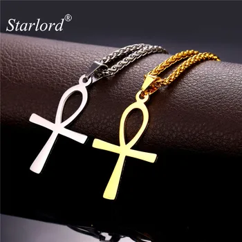 

Ankh/Crux Ansata Cross Key of the Nile Pendant Necklace Stainless Steel/Gold Color Egyptian Symbol Jewelry For Men/Women GP2124