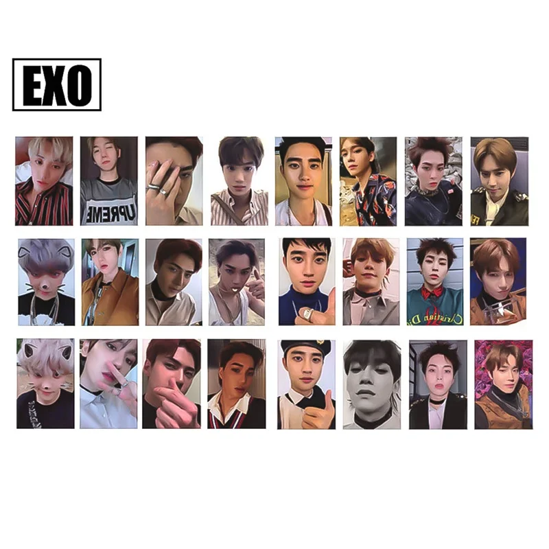 

8Pcs/Lot KPOP EXO DON'T MESS UP MY TEMPO Album Photo Card Hip Hop Self Made Paper Cards Autograph Photocard