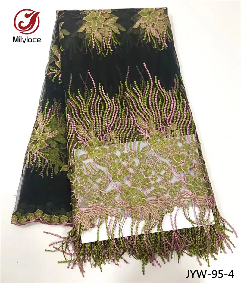 Milylace african french net lace fabric hot selling tassels design tulle beautiful pattern for dress JYW-95 | Дом и сад