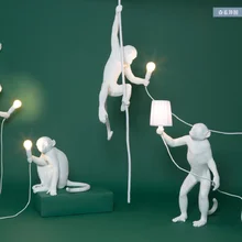 Постмодерн промышленная белая лампа в форме обезьяны из смолы освещение детская комната черная обезьяна огни настенный светильник подвесной светильник домашний декор