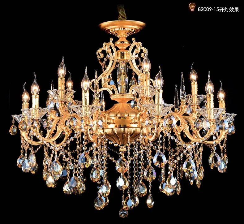 Living room Gold chandelier crystal pentants hotel chandeliers hanging