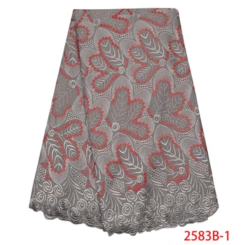 

2019 African Swiss Voile Lace in Switzerland High Quality Swiss Voile Cotton Lace Fabric Embroidery Laces with Stones KS2583B-1