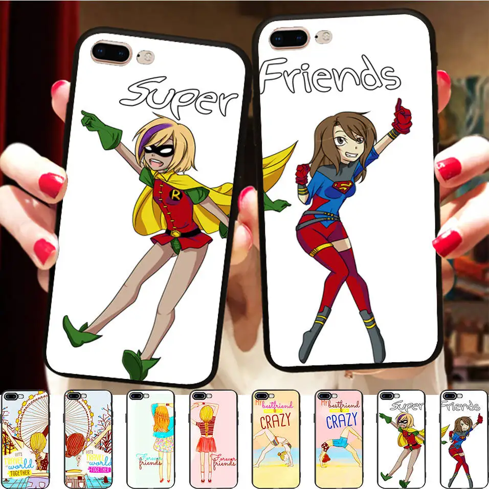 Силиконовый чехол с надписью Best Super Friends для женщин подходит к паре iPhone X 8 5 5S XR XS Max 6