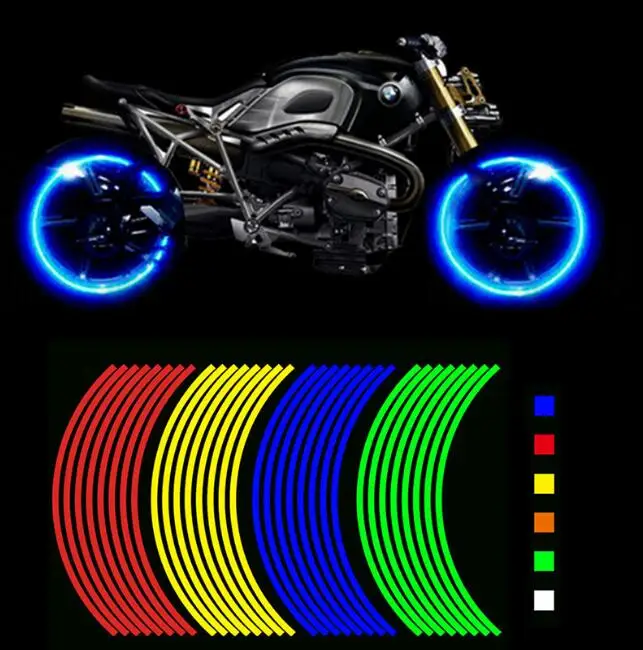 

Buy 4 Get 2 Free! Motorcycle And Car Styling Wheel Hub Rim Stripe Reflective Decal Stickers Safety Reflector For Motorcycle Car