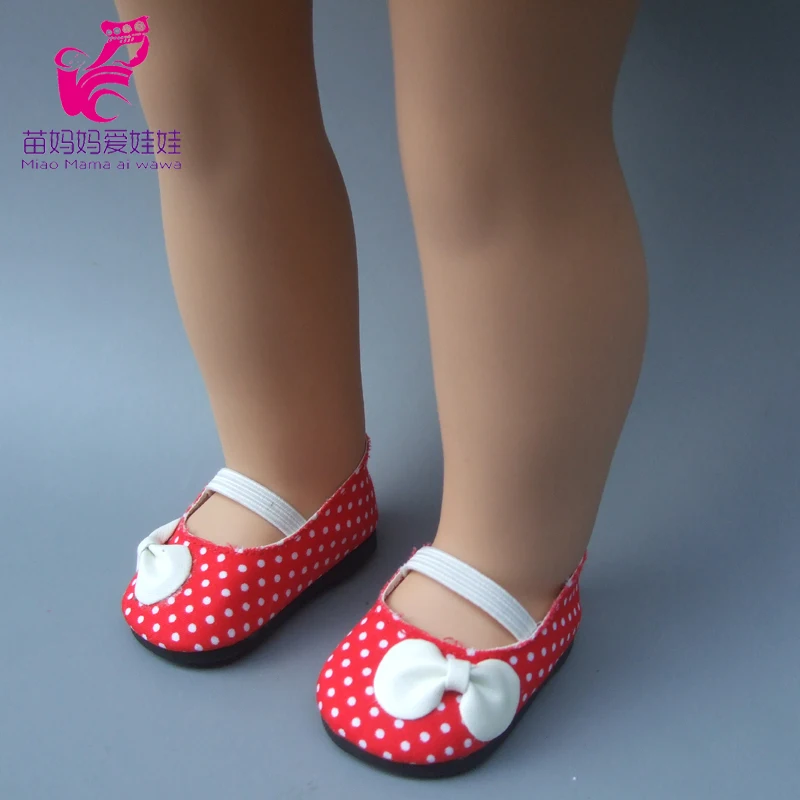

7cm toys shoes for Reborn Baby Doll shoes Red Color Bow tie Princess Shoes For 18 inch 45CM dolls