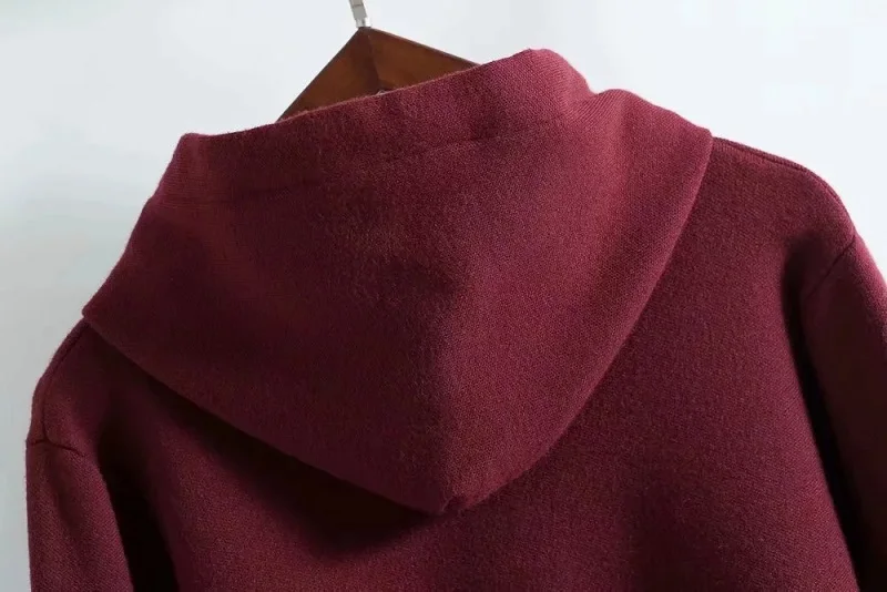 Модный Роскошный бренд Diomand Rope короткий свитер с капюшоном для женщин бордовый вязаный пуловер с капюшоном Повседневная Верхняя одежда Женский трикотаж
