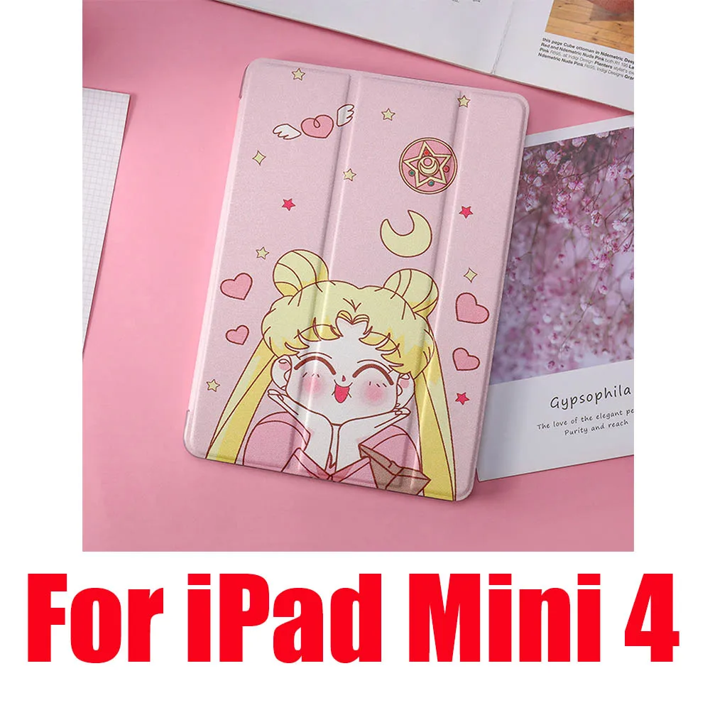 Милые Чехлы Сейлор Мун для iPad 2/3/4 Mini 1 2 3 4 5 Air 1 2 10,5 Pro 9,7 10,5 мягкий кожаный чехол для планшета - Цвет: Acting Cute Mini 4