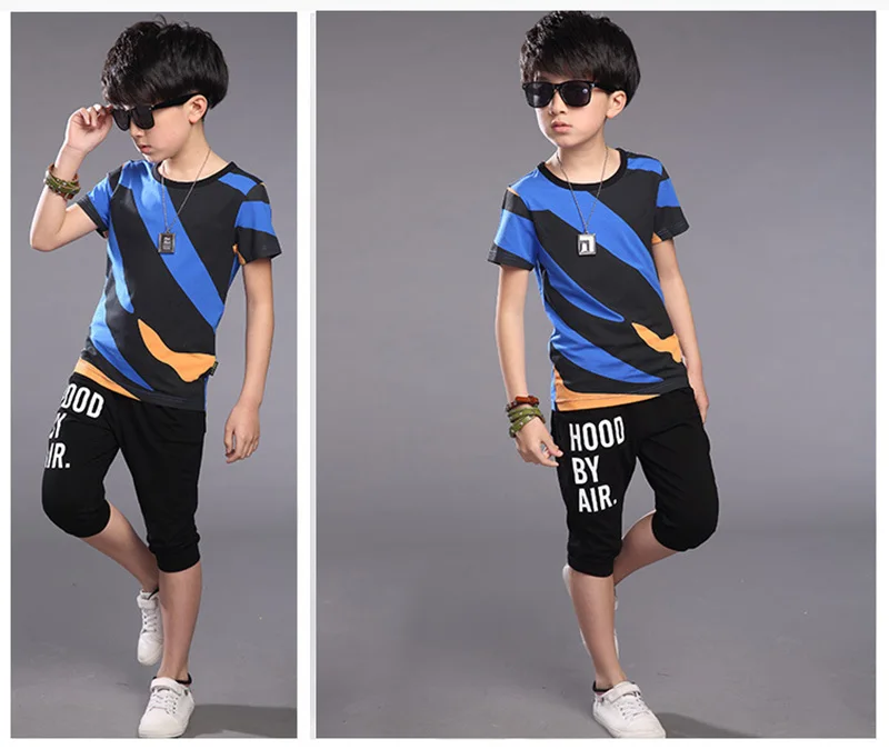 2019 summer children sets for boys clothing boy suit kids sports clothes teenage children short sleeves + pant children clothes (7)