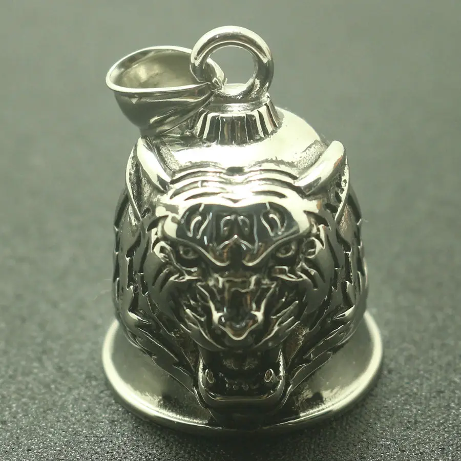 

Men 316L Stainlesss Steel Cool Silver Tiger Bell Pendant New Arrival