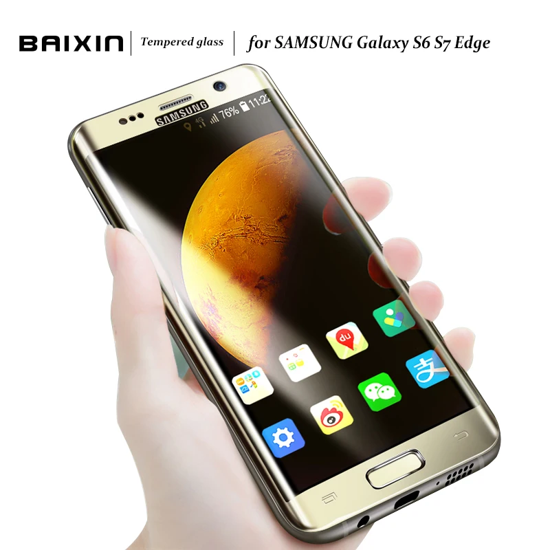 Baixin 9H полное покрытие из закаленного стекла для Samsung Galaxy S6 Edge G9250 Защитная пленка
