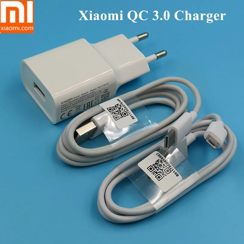 

XIAOMI mi 8 Charger QC 3.0 Adapter for xiaomi mi 6 5 mi5 mix 3/2s a1 a2 max 3 2 mi8 redmi 5 plus/note 5 micro usb type c cable