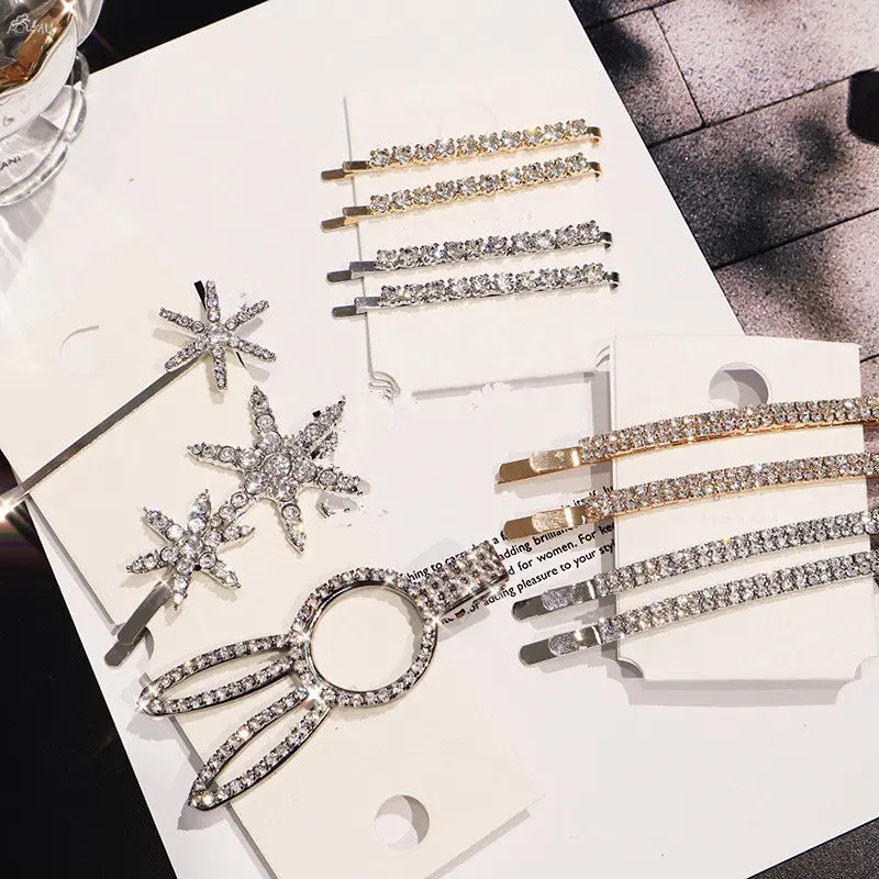 

AOMU Korea Shiny Crystal Rhinestones Hairpins Barrettes Snowflake Rabbit Shape Hair Clips Hair Accessories