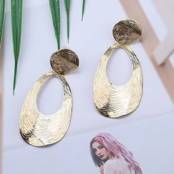 ES237 Fashion  Korean Earrings 2019 Punk Geometric Vintage Earrings For Women Big Dangle Metal Earrings Modern Popular Jewellery