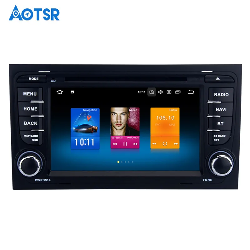 Top Android 8.0 2 Din Car Multimedia Player for Audi A4 S4 RS4 2002 2003 2004 2005 2006 2007 2008 4+32 GB Radio GPS Steering Wheel 4