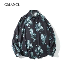 Летние солнцезащитные дышащие мужские повседневные рубашки с рисунком цветка мужские Гавайские Camisa Masculina черные рубашки с длинными рукавами