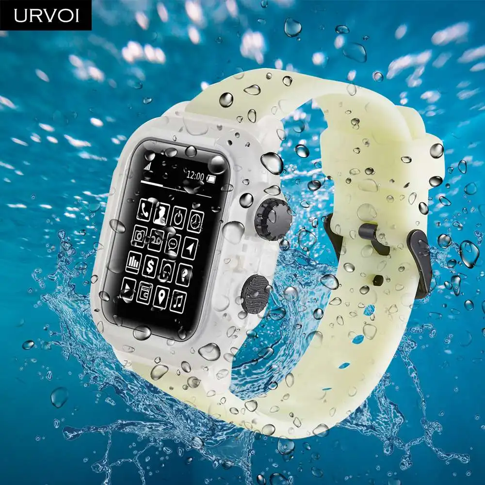 Чехол URVOI для Apple Watch series 4 3 2 силиконовый ремешок с чехлом для iWatch Водонепроницаемый Мягкий плотно прилегающий antishock 44 мм