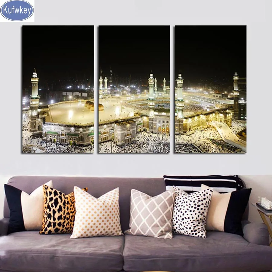 

Religious Architecture Muslim Mosque 5d diy diamond painting 3pcs set cross stitch full beads diamond embroidery mosaic pattern