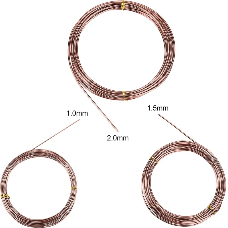 9 рулонов бонсай провода анодированный алюминиевый бонсай тренировочный провод с 3 размерами(1,0 мм, 1,5 мм, 2,0 мм), всего 147 футов