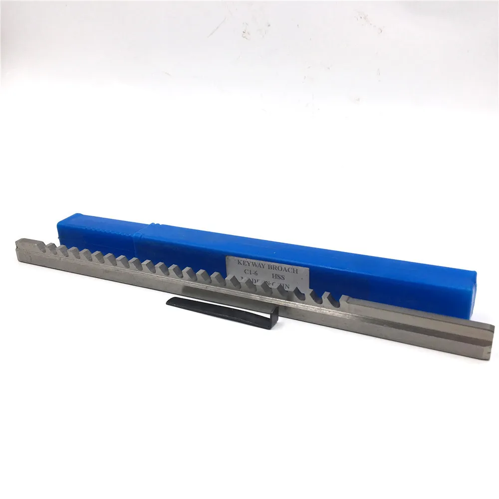 Goede HSS 6mm C1 Push Type Spiebaan Broach Metrische Maat HSS Spiebaan + Shim Snijgereedschap voor CNC Router metaalbewerking