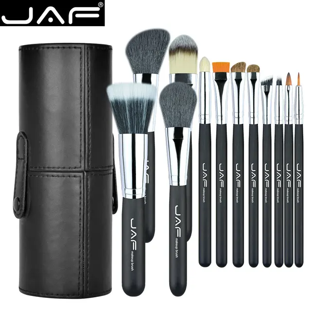 JAF Brand 12pcs Makeup Brushes Kit Holder Tube Convenient Portable