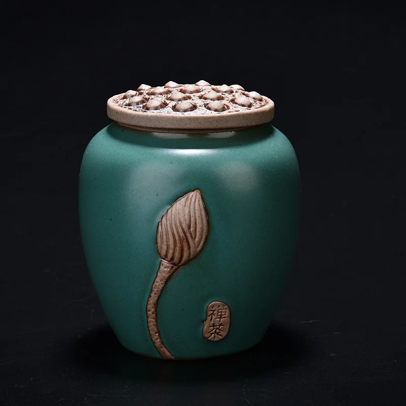 Ретро чай в китайском стиле банки с крышкой мини сахарница с крышкой лотоса шаблон конфеты банка бутылка для контейнеры для хранения специй керамическая банка - Цвет: sutaobaoshilan S