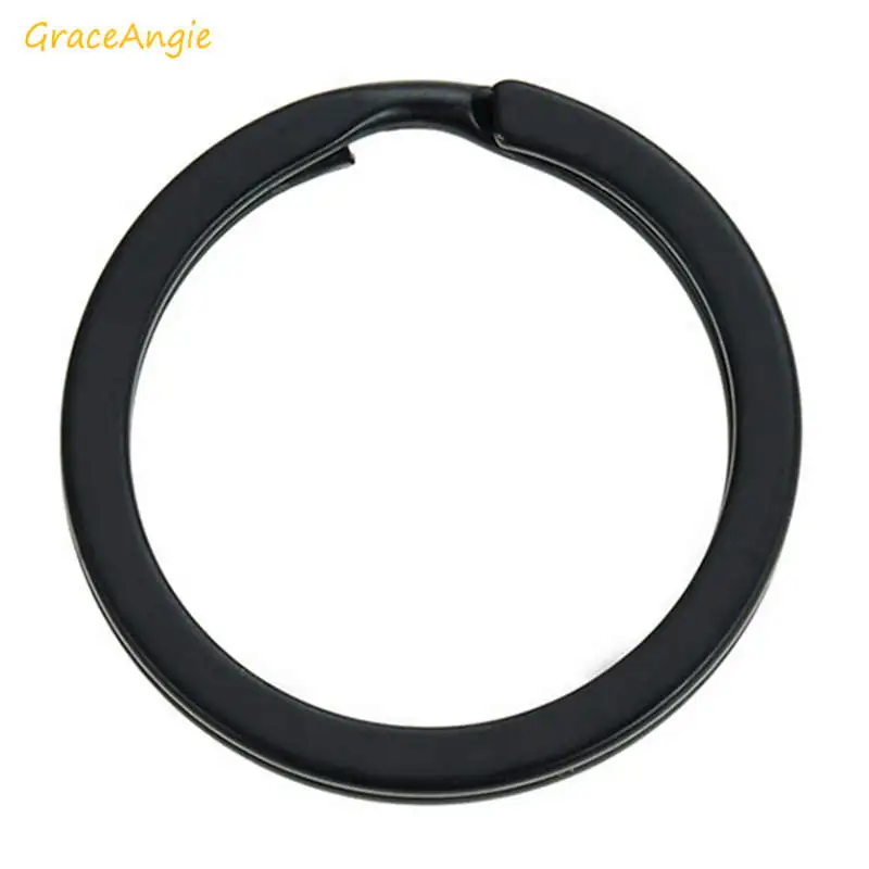 20pcs Iron Metal Matte Key Rings Key Holder Flat Black Color Round Circle Connector For Key chain DIY Accessory 25-32mm