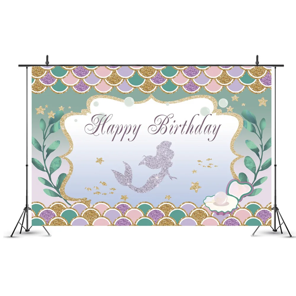 

Little Mermaid Theme Background for Wedding Kids Birthday Party Decoration Photo Studio Photographic Backdrop Props