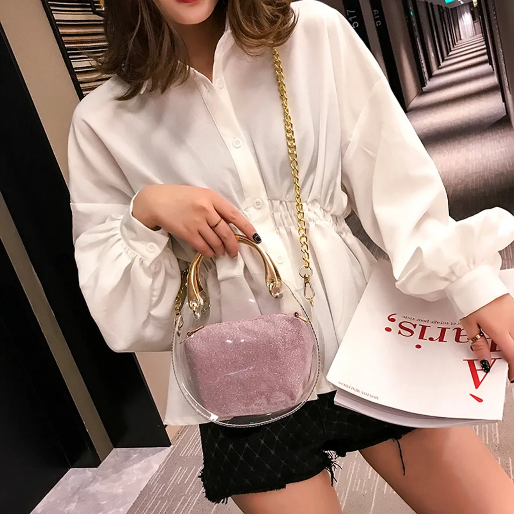 

sac a main transparent femme clear bag leatherWomen's Fashion Jelly Transparent Bag Composite Package Chain Shoulder Bag #15