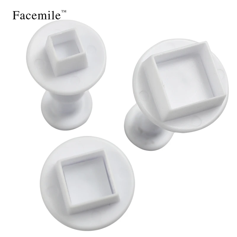 

3pcs Square Gift Sugarcraft Decor Plunger Cutters Tool Gift Cutter Fondant Gift Decorating Tool Cookie Sugar Craft Mold