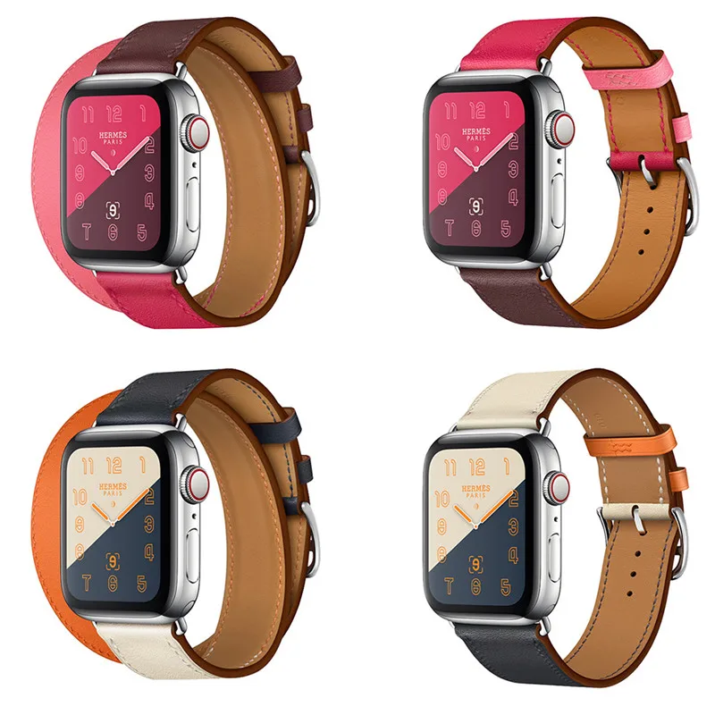 

2018 New Arrival Double Tour Watch Band For Apple Watch iWatch Series 1 2 3 4 Genuine Leather Bracelet Strap Watch Band