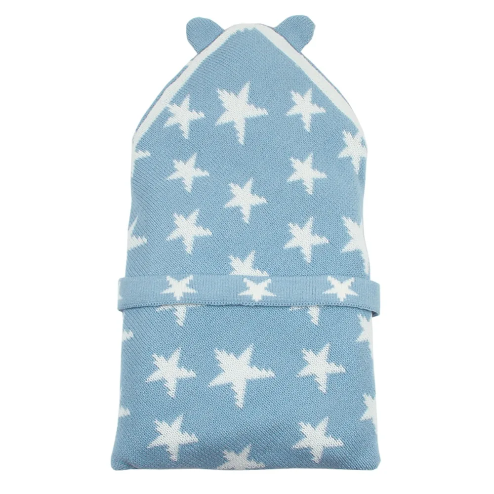 Зимний конверт для новорожденных пеленка одеяла звезда вязать кнопки младенческой коляски спальные мешки для малышей спальные мешки