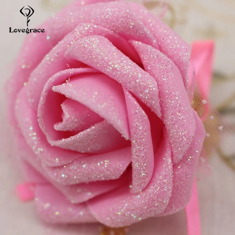 Lovegrace 8 Colors Artificial Roses Wrist Flowers Corsage Bracelet Bride Bridesmaid Wedding Bracelets Props Accessories Supplies image_1