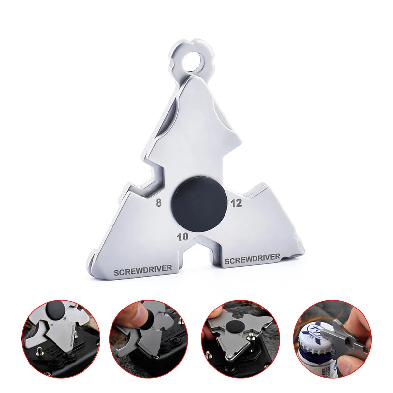 

New Triple-cornered Multi-Function Stainless Steel Outdoor Survival Tool Self Defense Glass Breaker Portable Wrench Bottle Ope