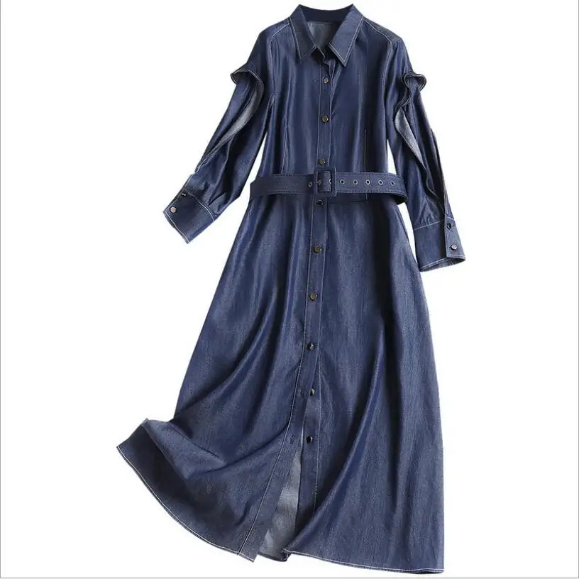 calf length denim dress