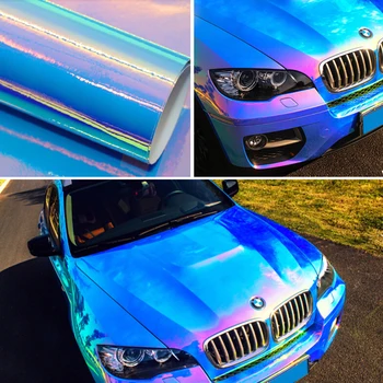 

Rainbow Blue Backing Effect Lettering Film Car Wrap Vinyl Film Adhesive Automobile Film Air Bubble Free Sticker Width 138x50cm