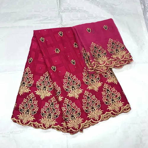 

fabric 100%cotton fuchsia swiss voile lace in switzerland french lace fabric african bazin high quality 5+2yard/set A14-10
