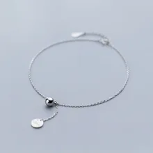 1 шт. аутентичный настоящий. 925 пробы серебро ювелирные украшения личность "любовь" диск монета и Lucky круглый шар ножной браслет GTLS842