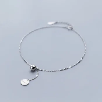

1pc Authentic REAL. 925 Sterling Silver Fine Jewelry Personality"love" Disc Coin &Lucky Round Ball anklet Bracelet GTLS842