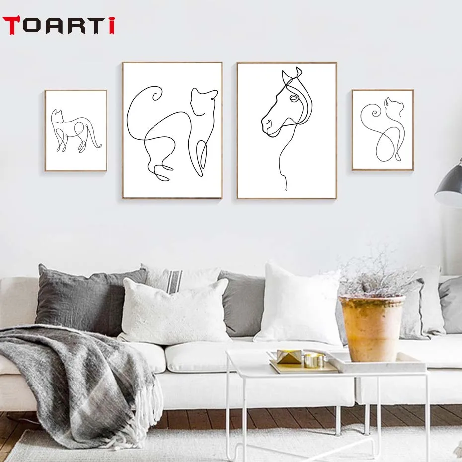 

Abstract Animals Posters&Print Modern Canvas Painting Modular Wall Picture Art Murals Line Drawing Nordic Home Goods Decoration