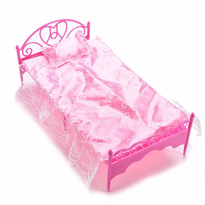 good quality 1 Set Single Bed for Barbies Dollhouse Furniture Pillow Bed Sheet