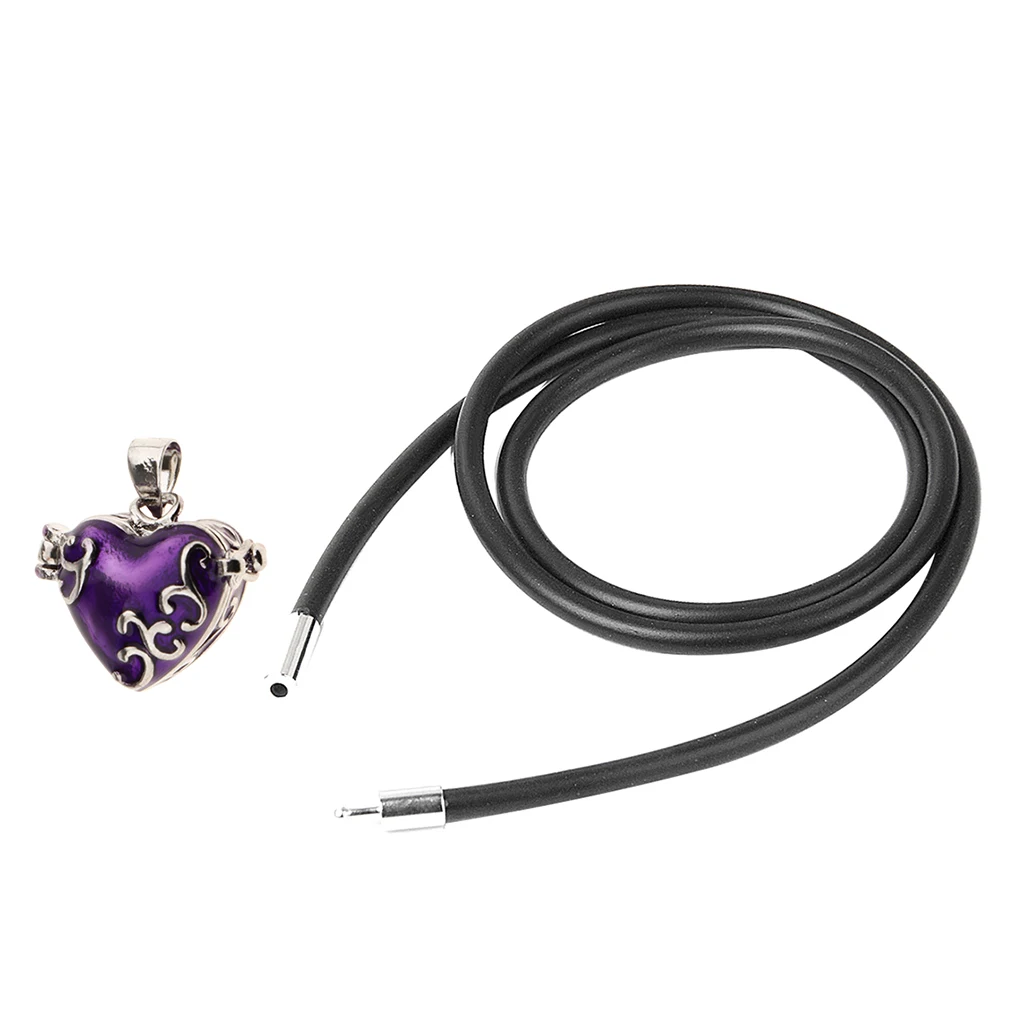 Purple Enamel Heart Pendant Cremation Jewelry Funeral Ash Urn Necklace Chain