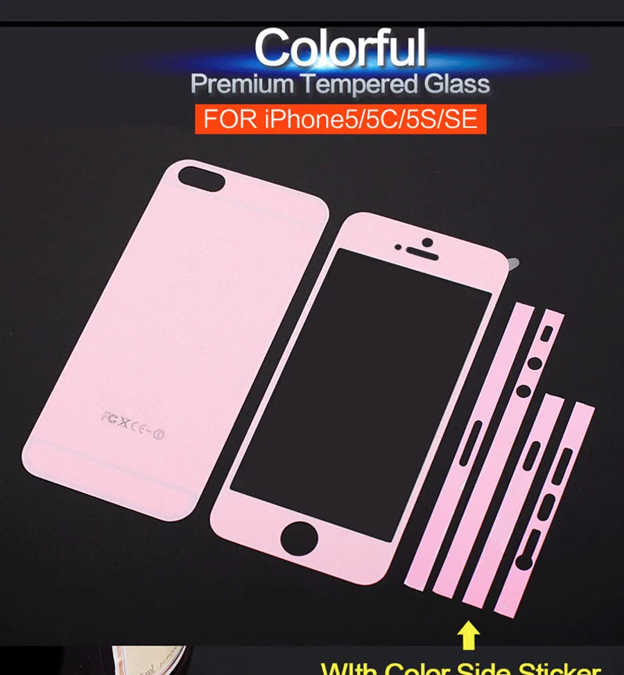 Jg Pairs Lot Colorful Tempered Glass Film For Iphone 5 5s Front Real Full Screen Protector With Color Side Stickers Film Inkjet Glass Film Coveringglass Palette Aliexpress